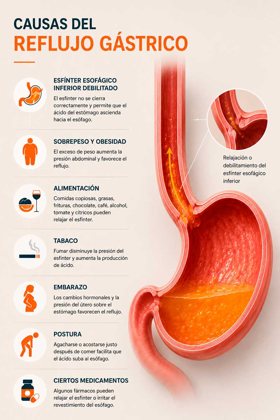 Principales causas del reflujo gastroesofágico